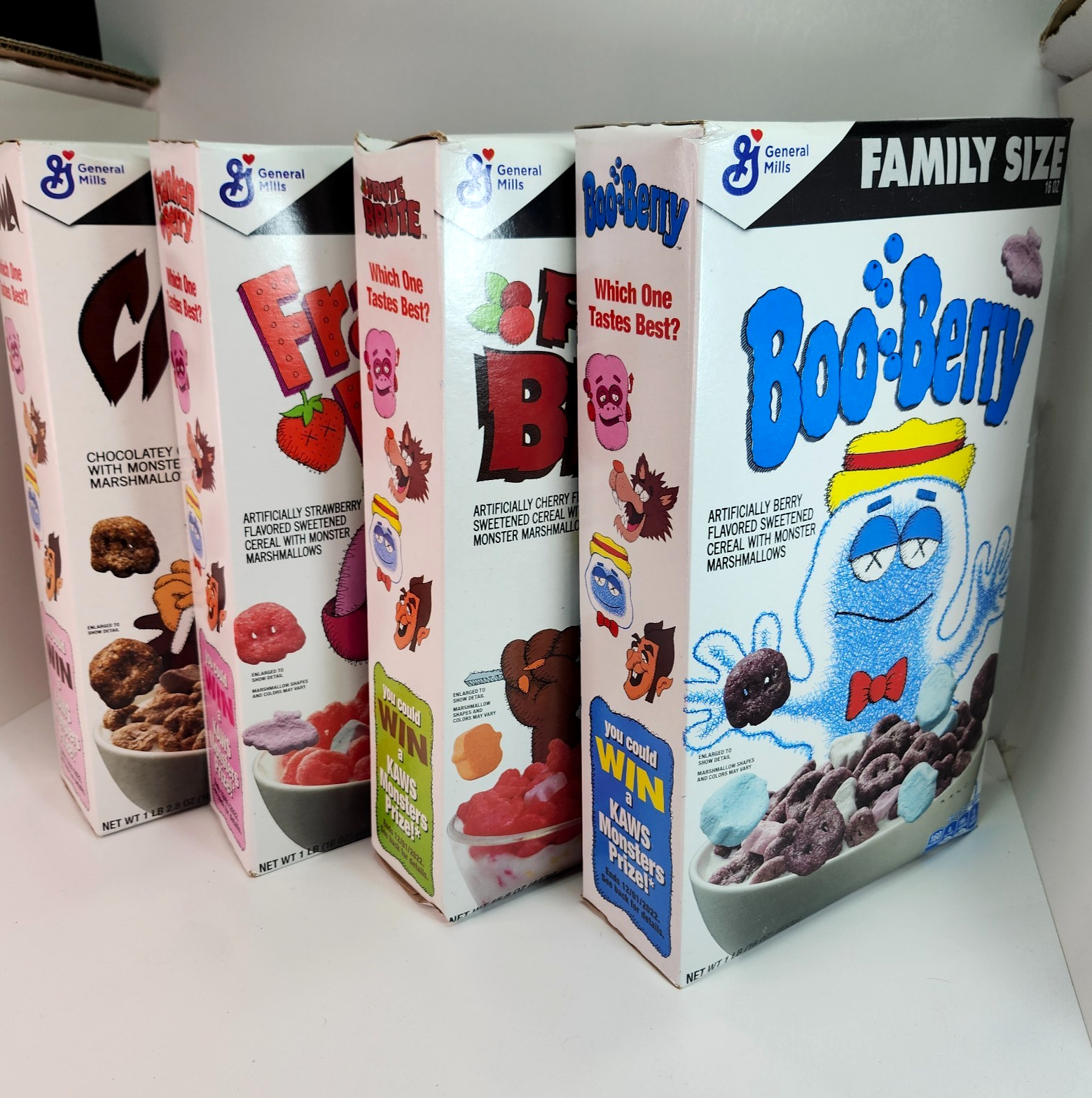 KAWS Monsters Cereal Box Lot of 4 2022 - Full Set Sealed - Family Size Rare