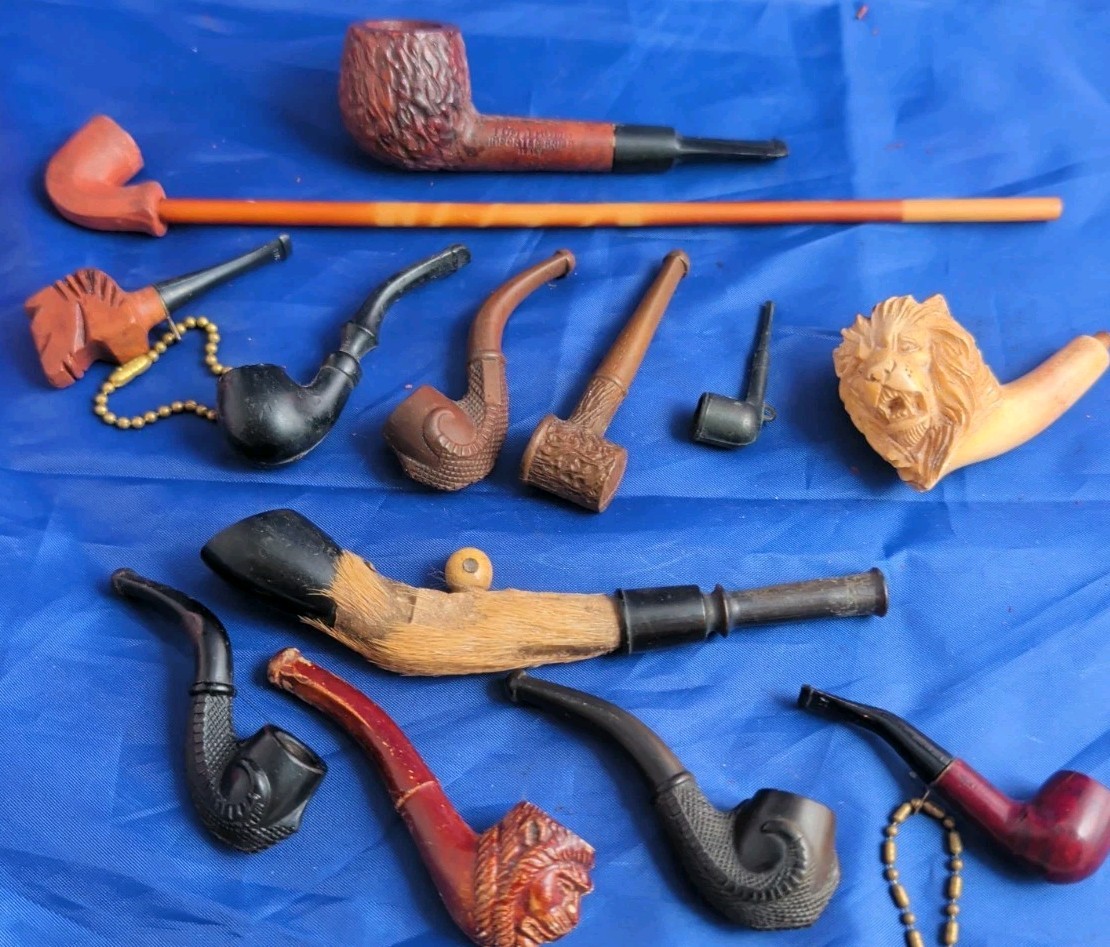 Estate Collection Lot 13 Miniature Antique Tobacco Pipes Claws, Tom Thumb Lion &