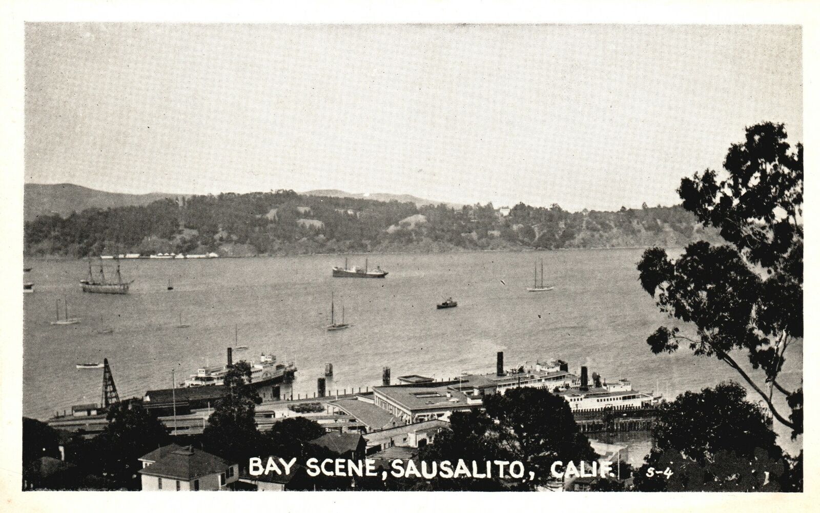Bay Scene Sausalito California Pacific Novelty Co. Pub. Vintage Postcard 1920\'s