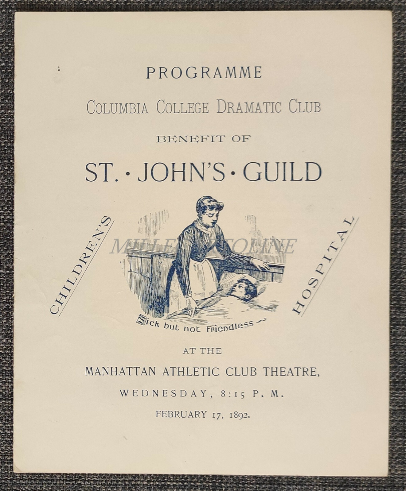 COLUMBIA COLLEGE DRAMATIC CLUB - Benefit of St. John Guild, Programme 2/17/1892