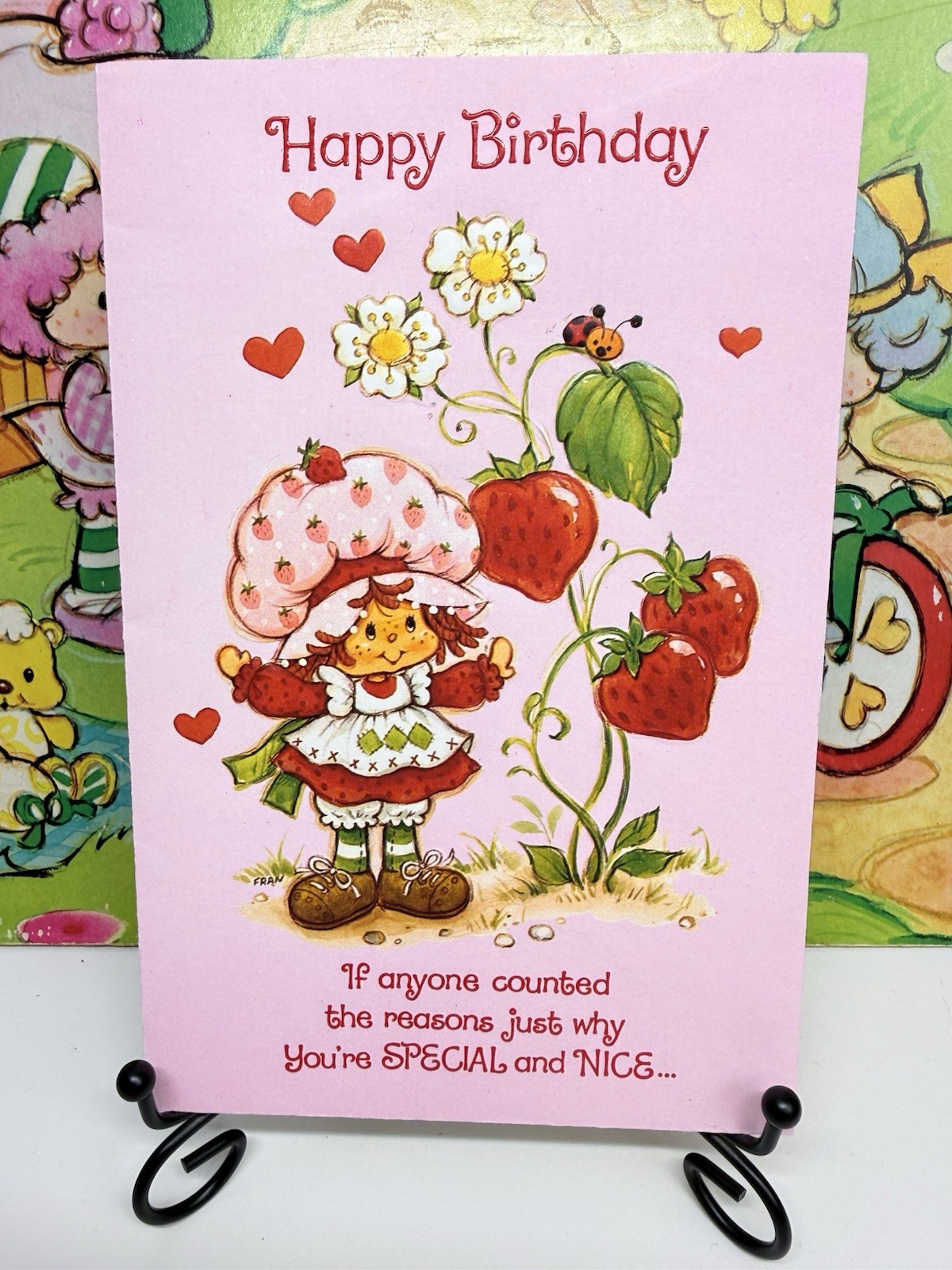 Vintage Strawberry Shortcake Rare Pop Up Die-Cut Embossed Greeting Card AGC