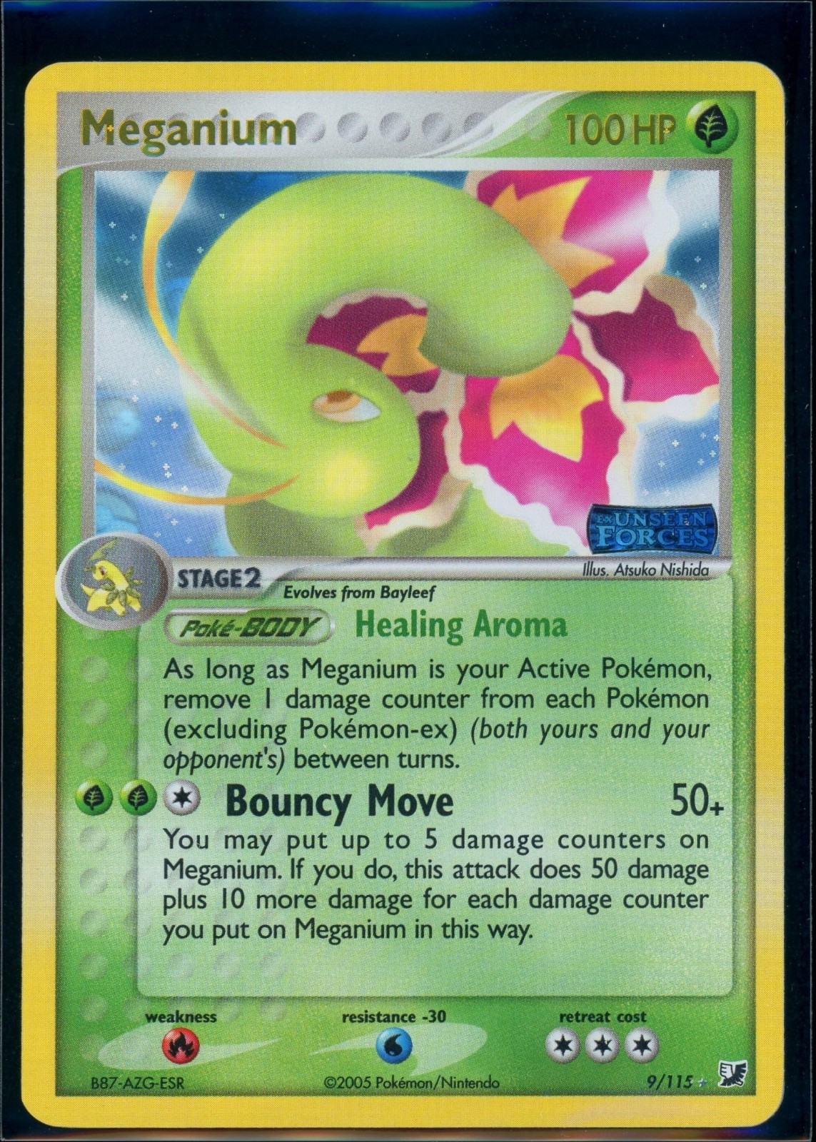 Pokemon EX UNSEEN FORCES - #9/115 Meganium - Reverse Holo - ENG - Near Mint