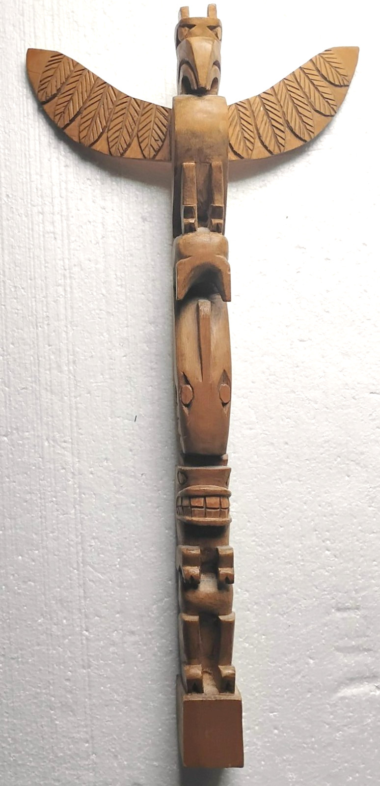 Vintage Lawrence Jackson Totem Pole 1990 Signed Sechelt BC Coast Salish Cedar 22