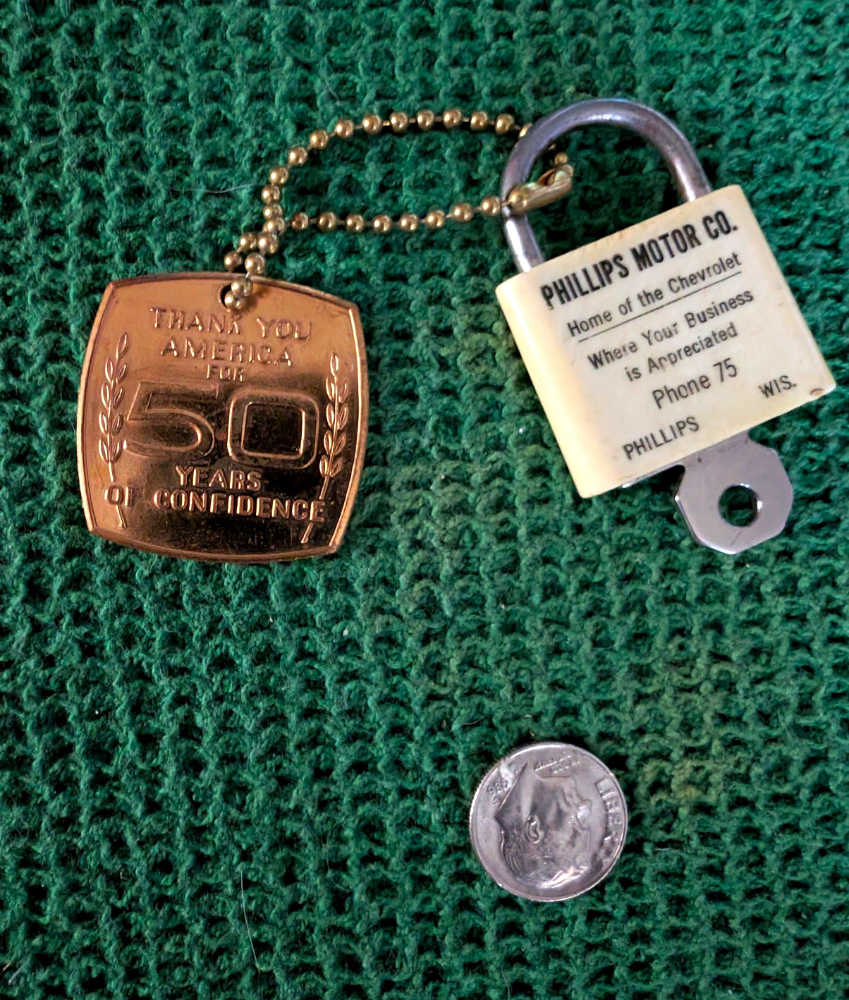 1959 Chevrolet 50 Years Anniversary With Vintage Wisc. Dealership Keychain