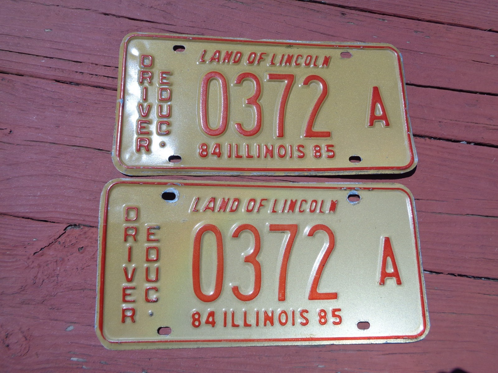 Vintage 1984 85 Illinois License Plate Driver Education Set Metal Embossed 0372