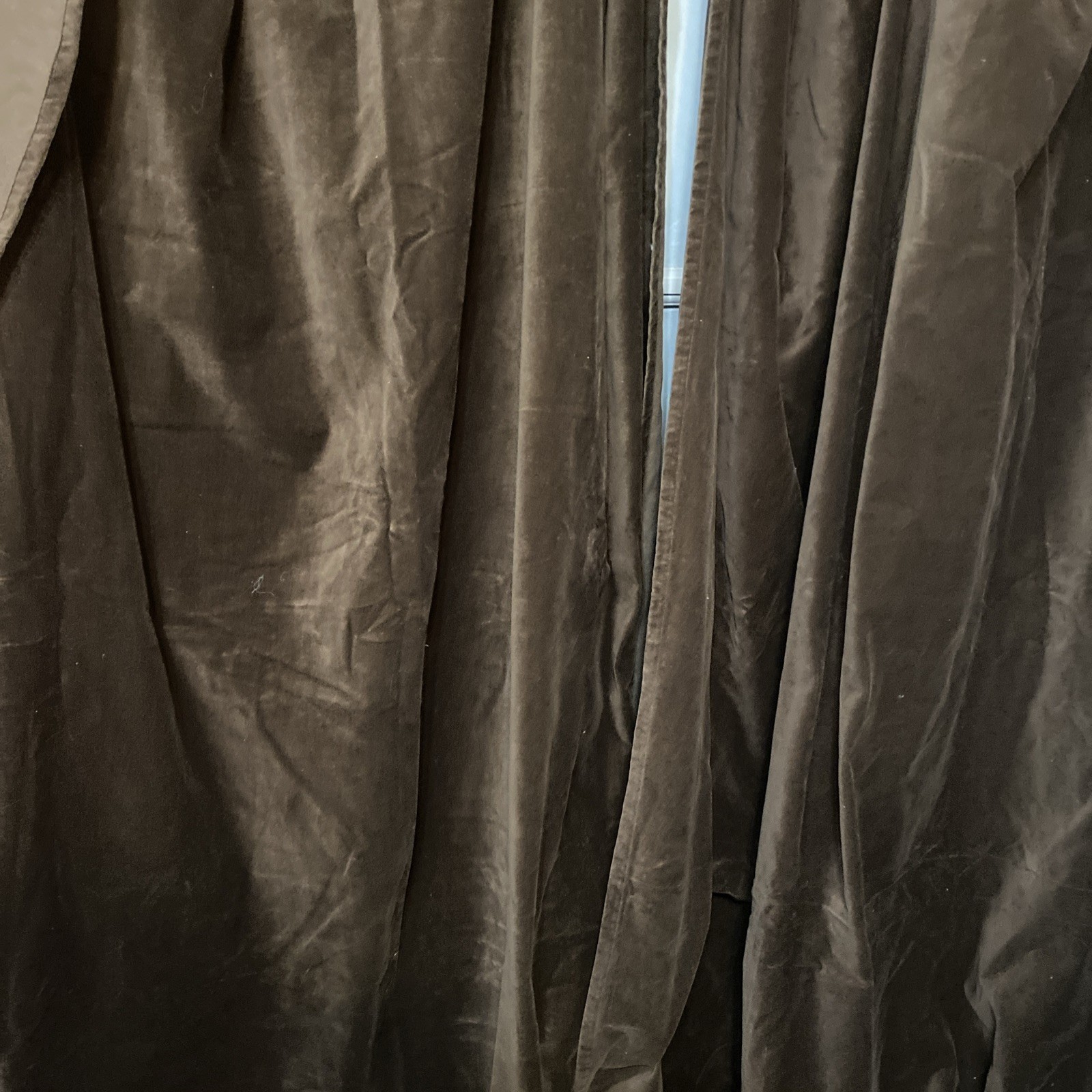 Vintage Brown Velvet Curtain Set Heavy 54”x94” Each Panel