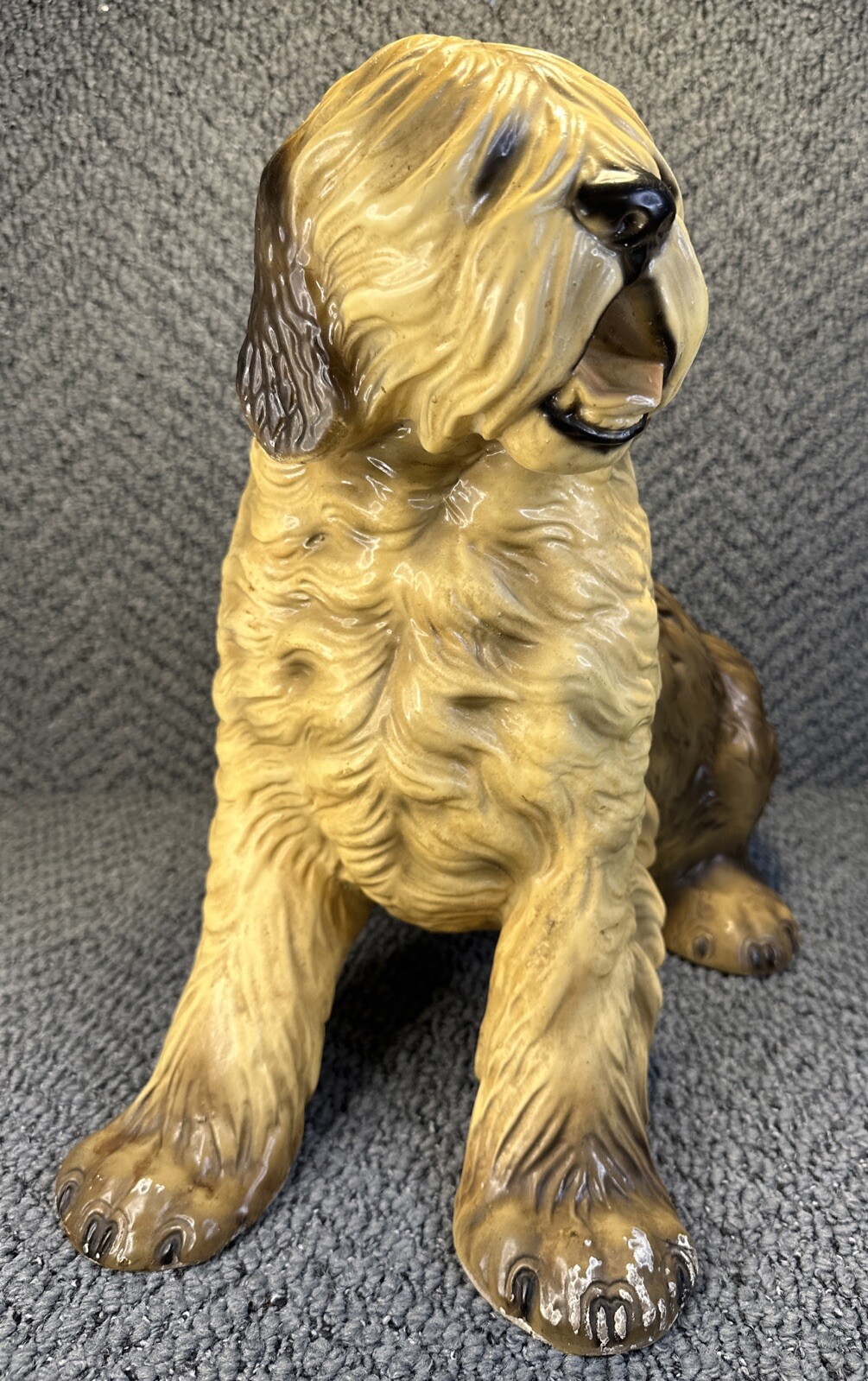 RARE Vintage Mid Century Marwal Old English Sheepdog Chalkware Statue MCM 15”