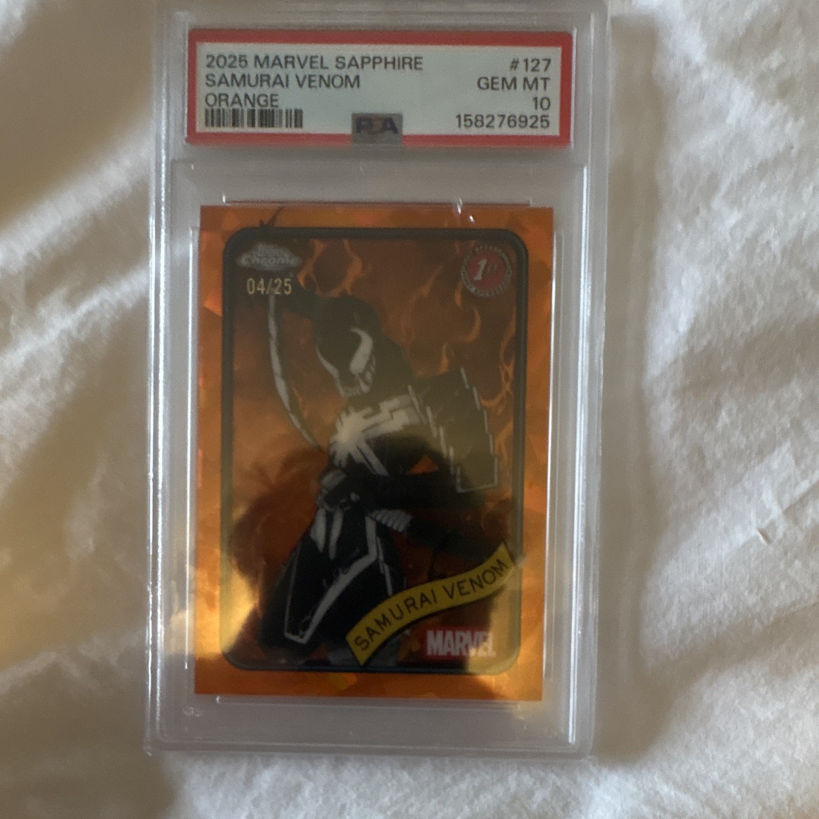 Topps 2025 Marvel Sapphire Venom Samurai Venom Orange  /25 PSA 10 POP 2