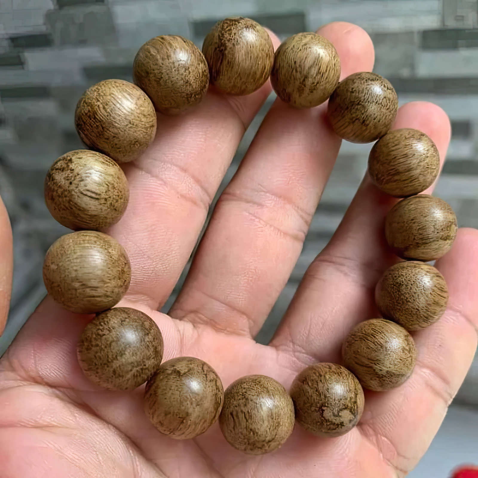 Papua Aquilaria Agarwood Bracelet 14mm Natural Fragrant Handmade Beads