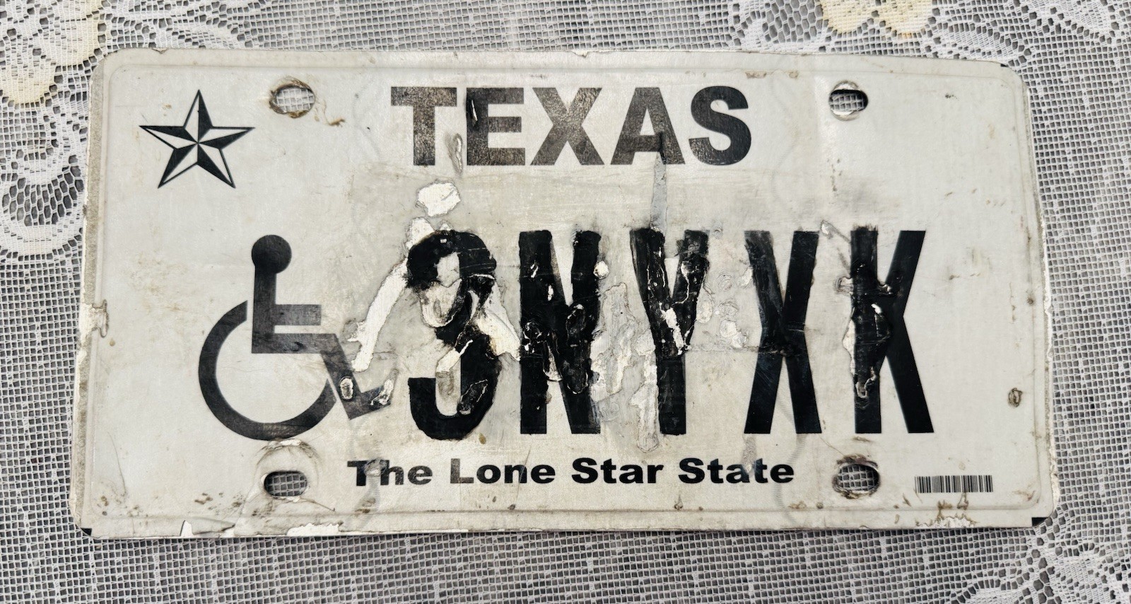 1pc Disabled Texas Handicapped License Plate 3NYXK