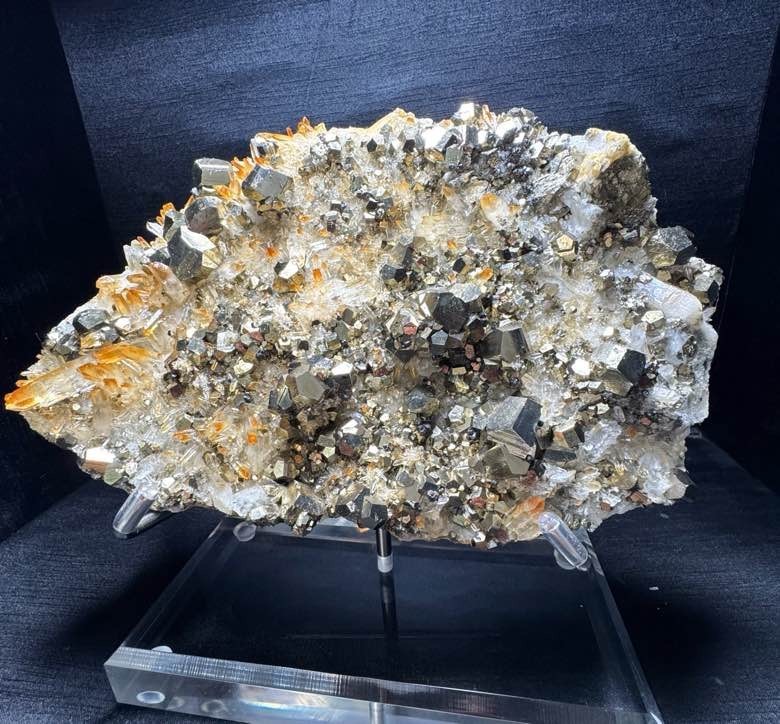 5.1LB Premium Pyrite Cubes Orange Quartz Crystal Cluster Collectible Specimen
