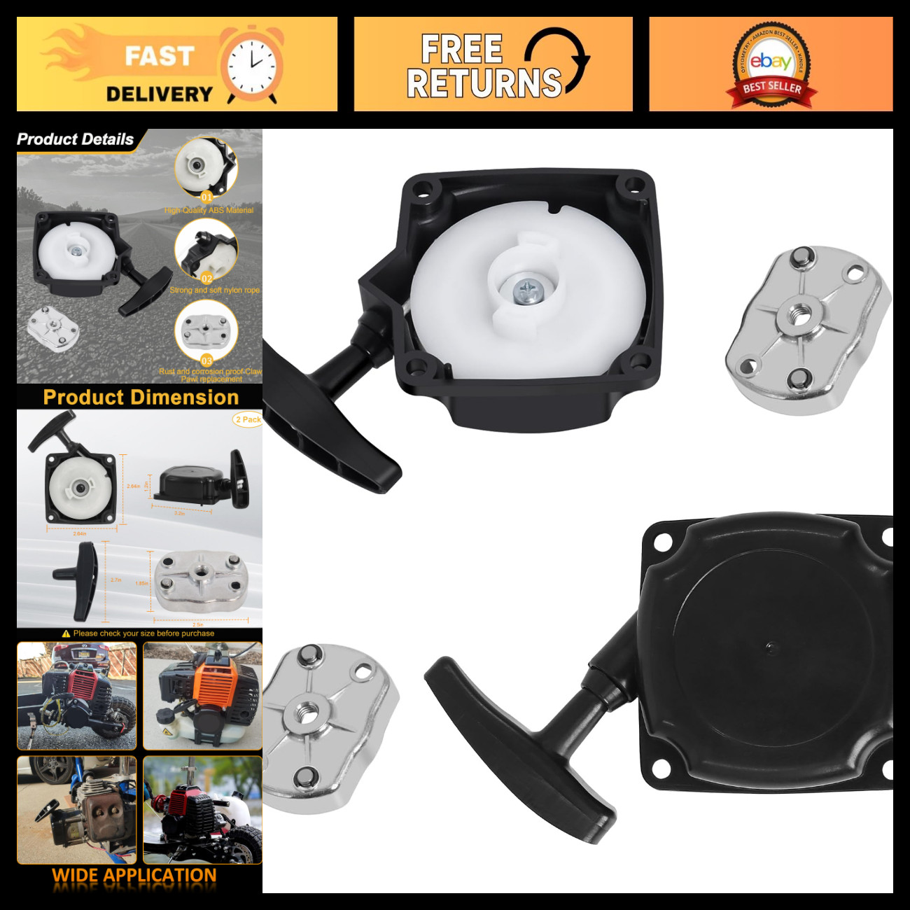 33cc Recoil Pull Start Starter for Compatible with ATVs Pocket Dirt Bike 43cc 47