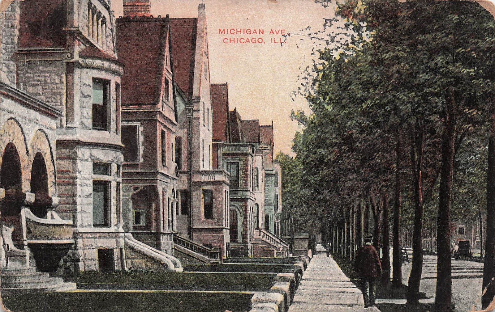 Chicago Illinois Michigan Ave Downtown Early 1900s Gold Coast Vtg Postcard E52