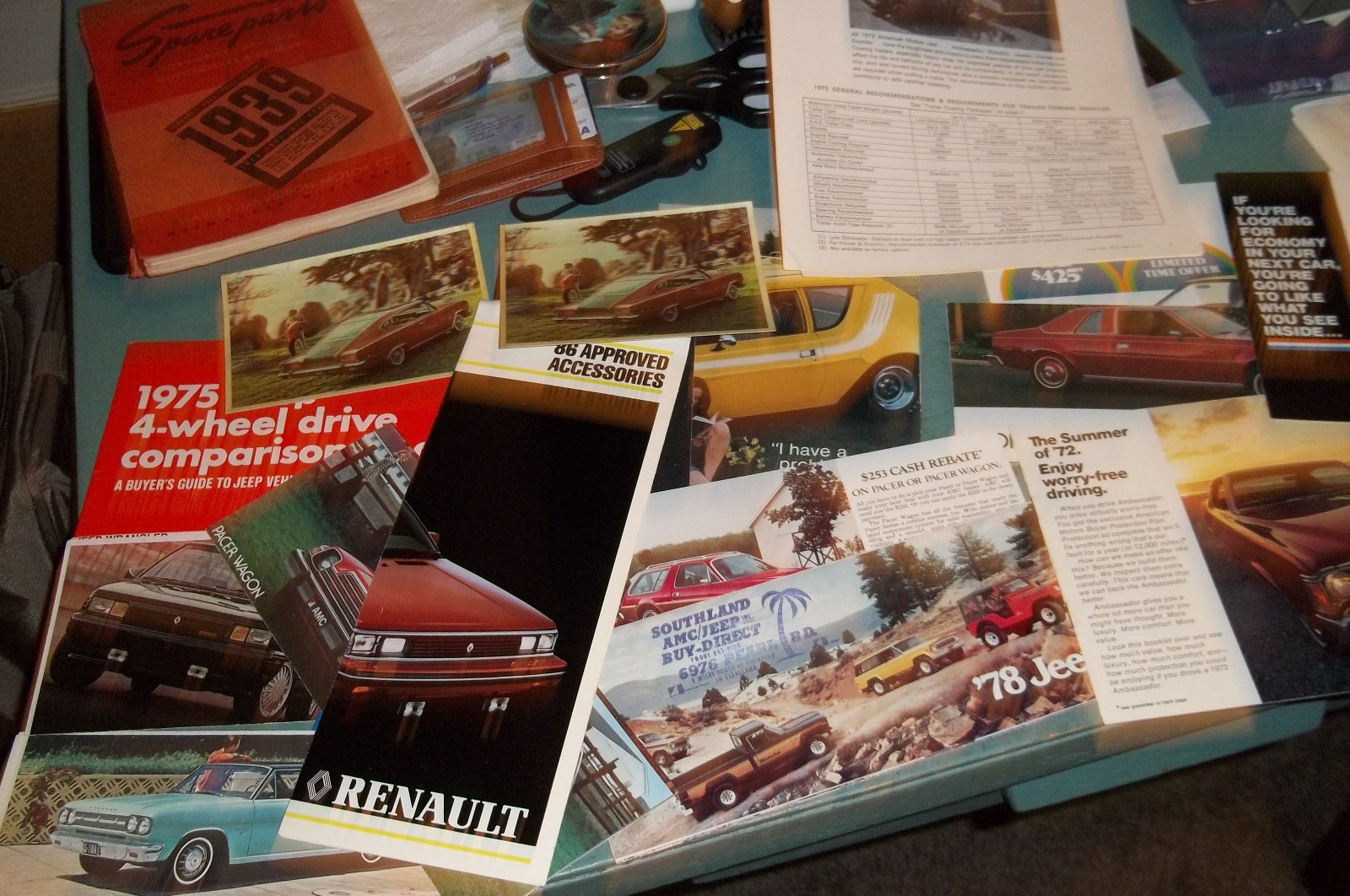 Lot  of  16  Original AMC/Rambler/Jeep Dealer Sales Brochures  1965-1986 NOS