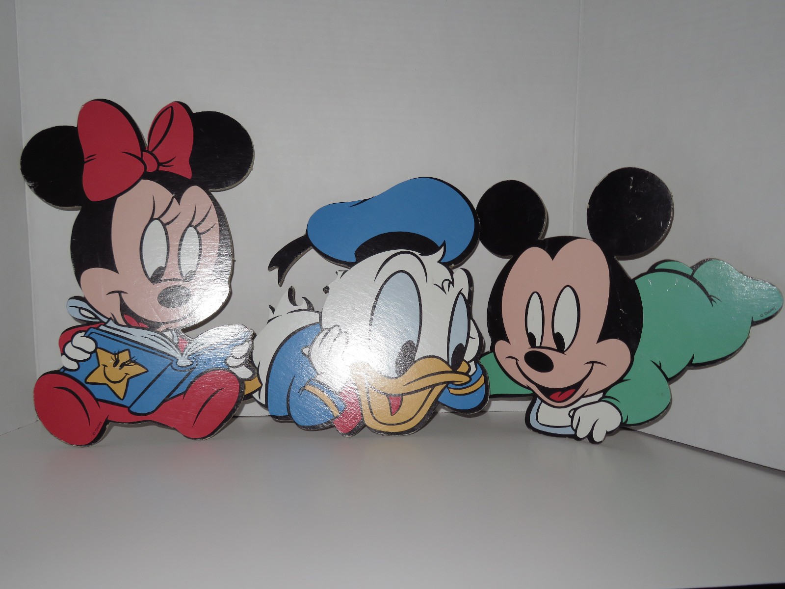 Vintage Disney Baby Mickey Minnie Donald Wood Wall Decor Cutouts Nursery Set 3