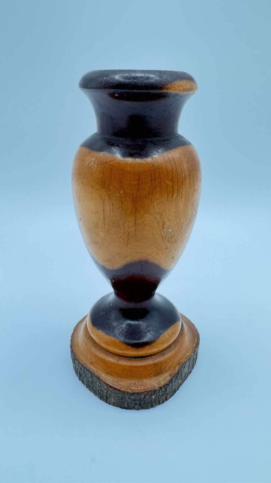 VTG Queensland Mulga Australian Hardwood MCM Vase Natural Crack In Base
