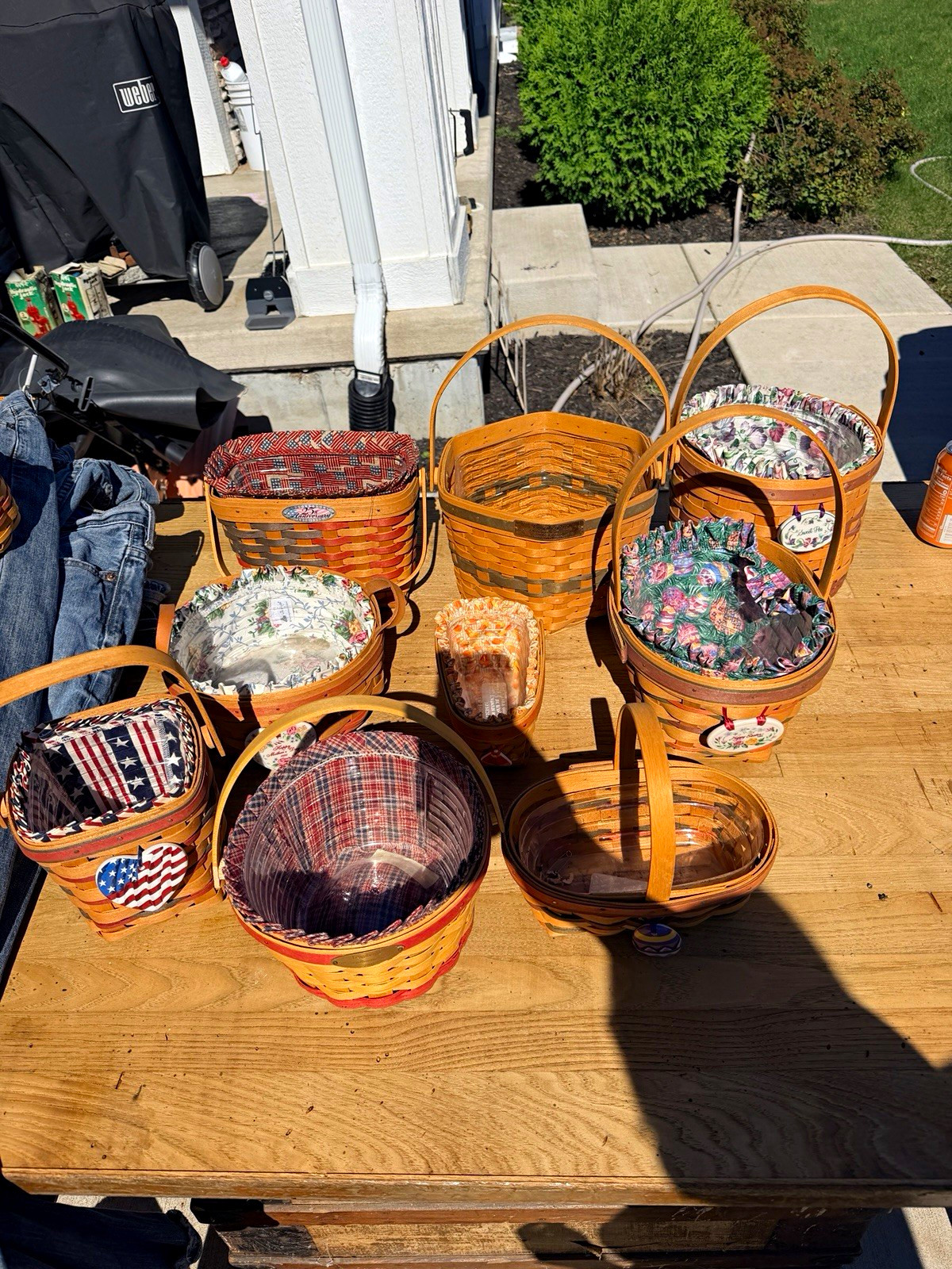 Longaberger Lot of 10 Handmade Woven Small Oval Handled Baskets 90-2000s