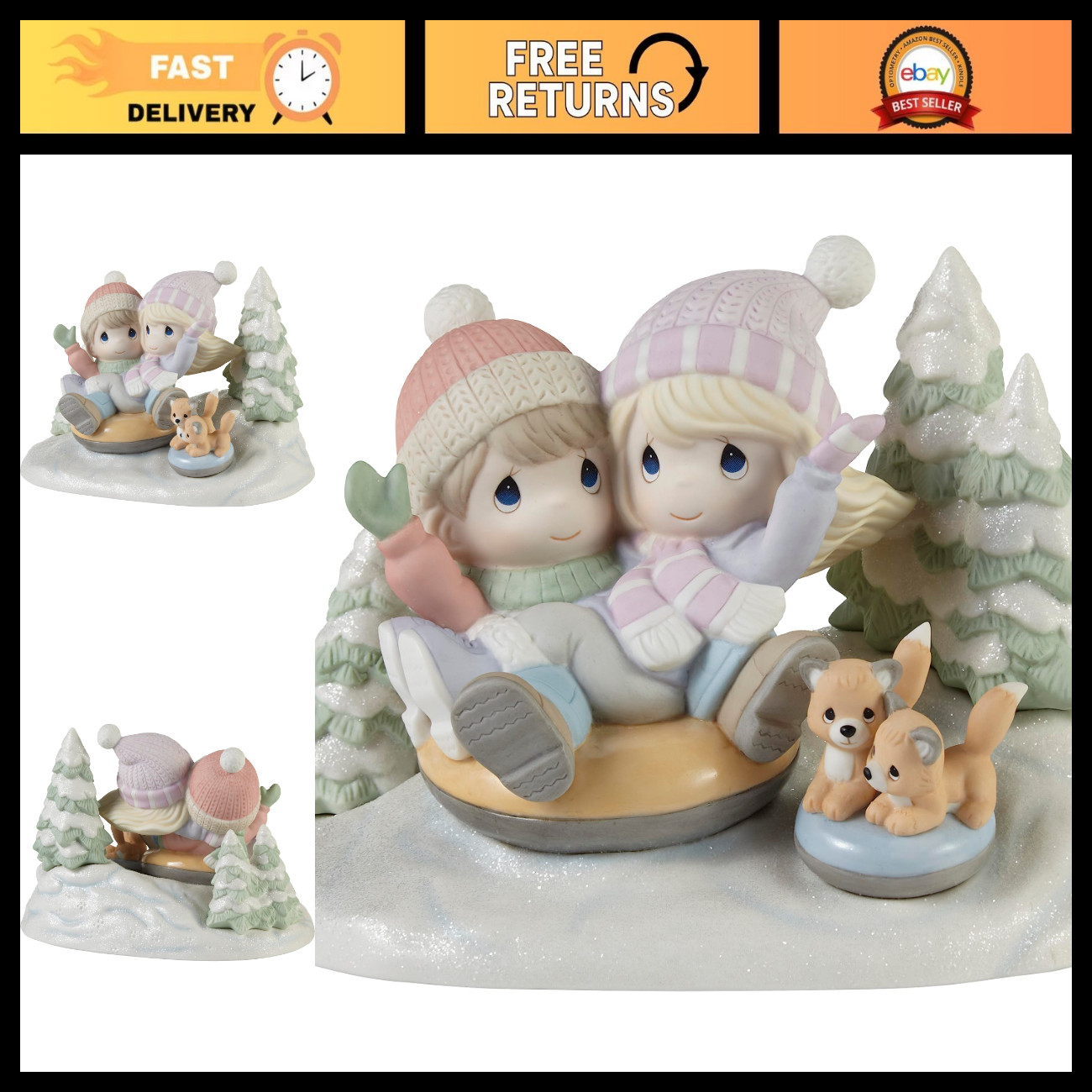 Limited Edition Snow Figurine - Precious Moments Style Bisque Porcelain Collecti