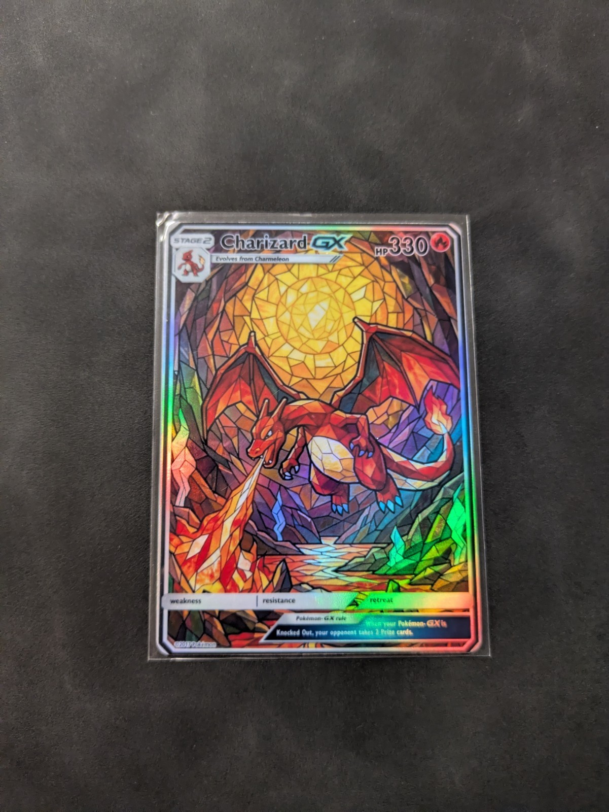 Stained Glass Style Charizard Holographic Display Card