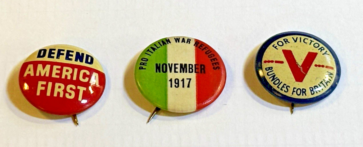 Lot of 3 Vintage WWI & WWII Home Front / Relief Organization Pinback But