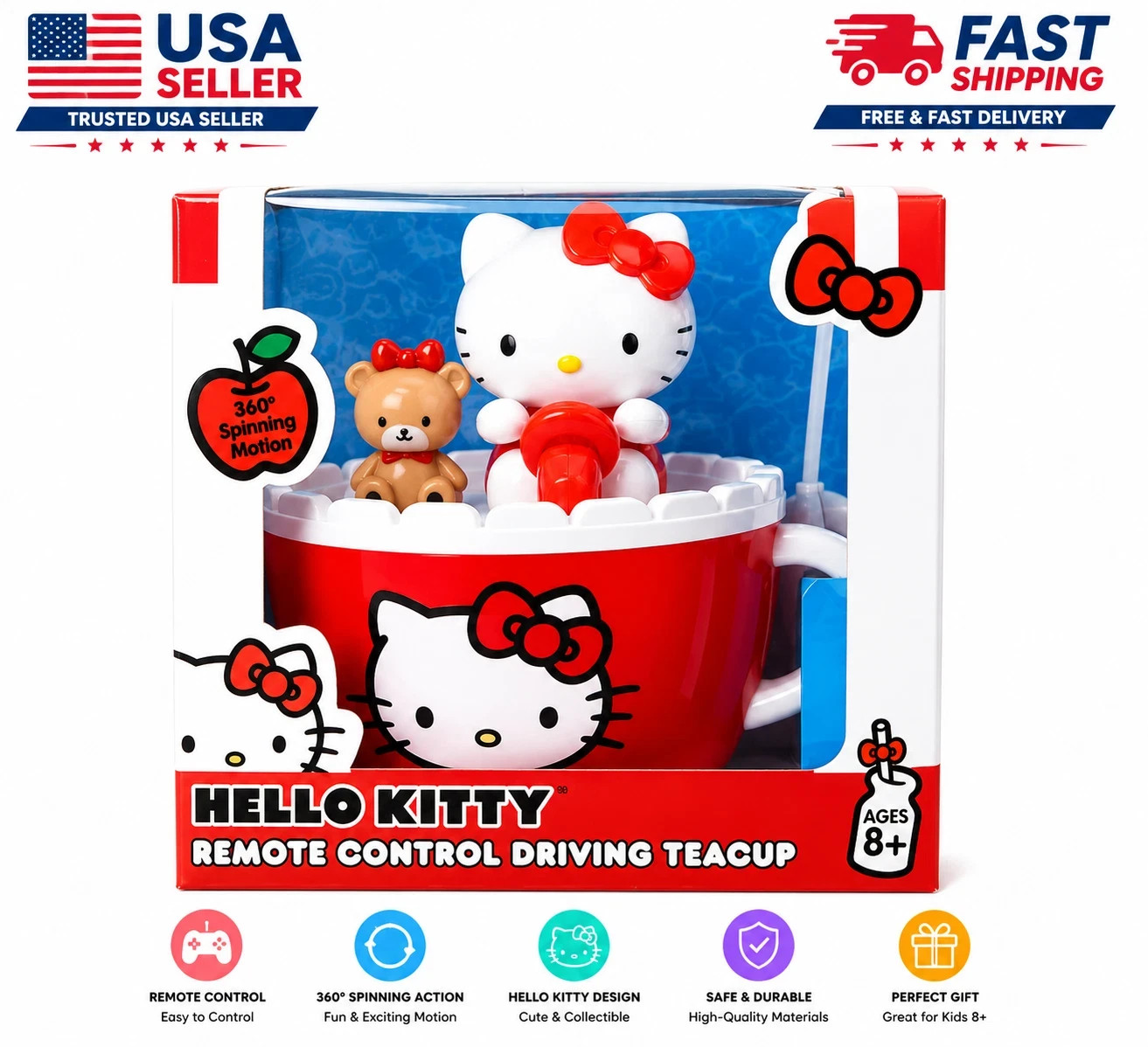 Hello Kitty Remote Control Figure Toy w/ Pop Confetti Birthday Party Gift USA