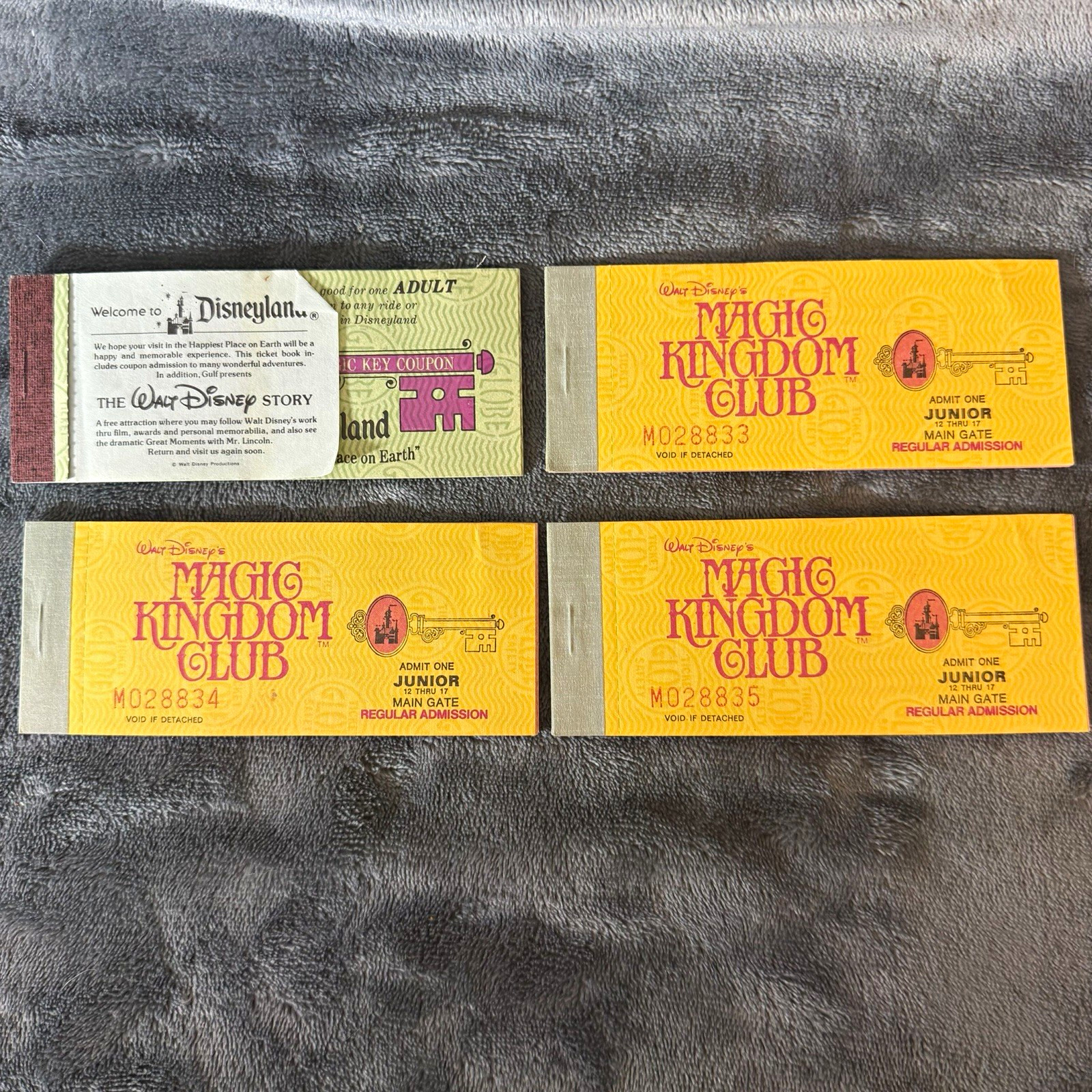 Vintage Disneyland Magic Kingdom Club Ticket Books Lot 4 Complete Junior Adult
