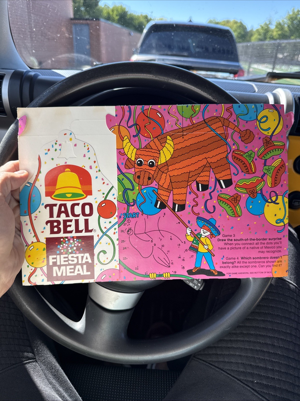 Vintage 1986 Taco Bell Fiesta Meal Box Rare Fast Food Kids Meal Excellent Cond.