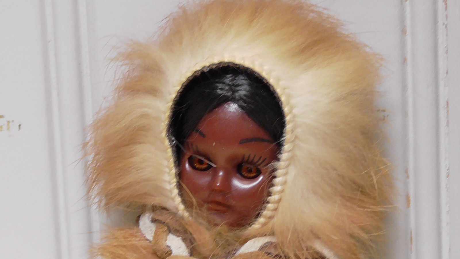 Vintage souvenoir Doll Native American Eskimo With Clothing