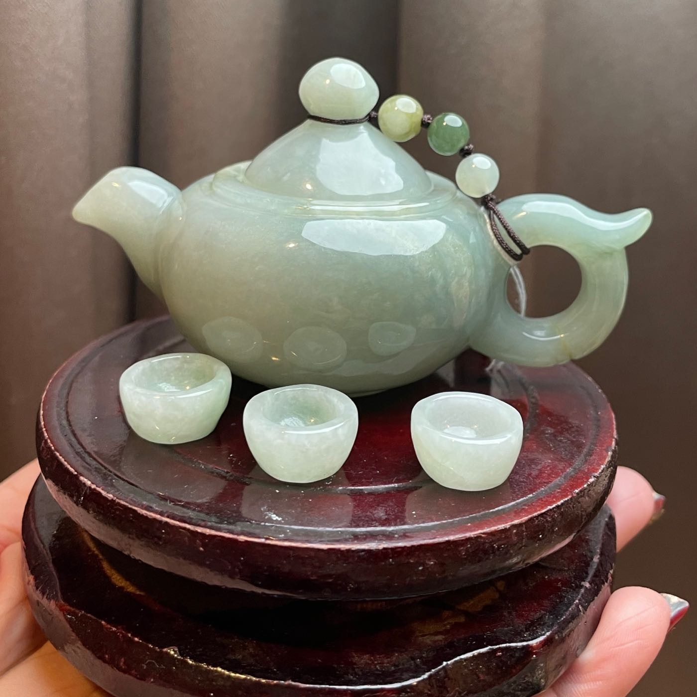✨ Beautiful Certified Natural Burmese Grade A Miniature Jadeite Tea Set