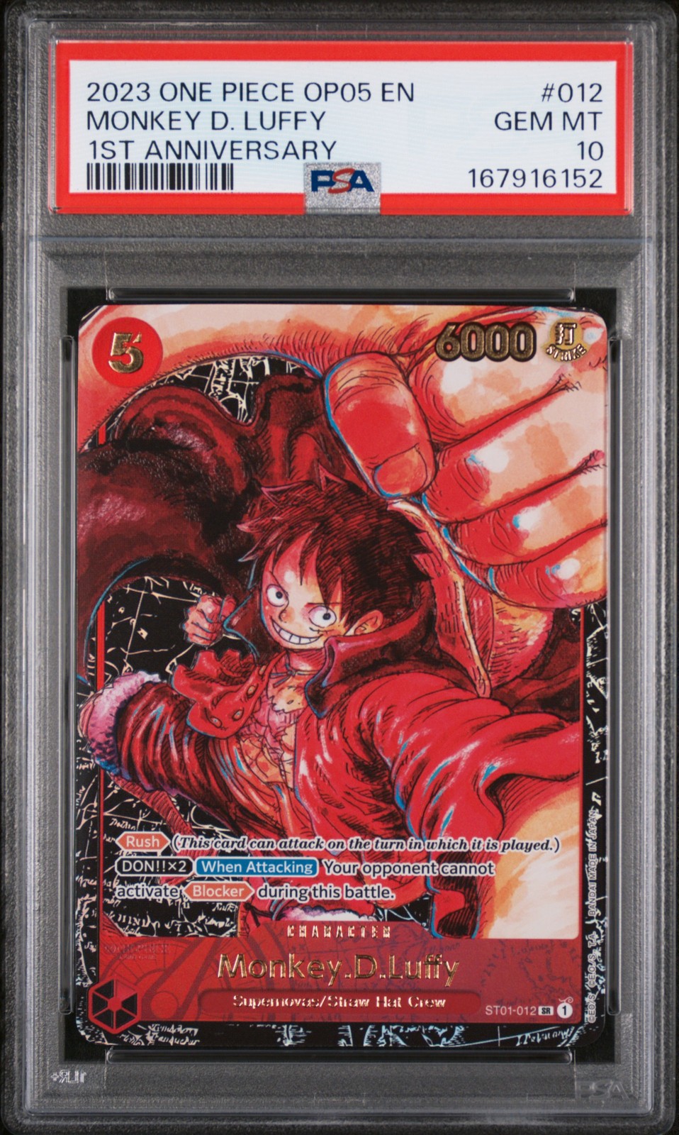 2023 ONE PIECE OP05-AWAKENING OF THE NEW ERA #012 MONKEY D. LUFFY PSA 10