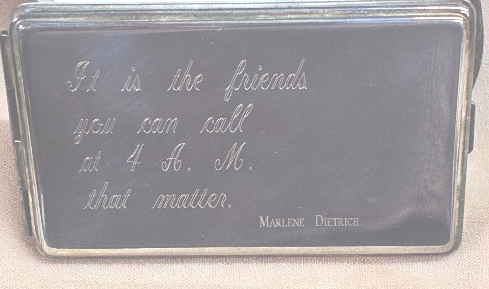 Vintage Compact Case Marlene Dietrich Quote, Mirror & Address Book Insert.