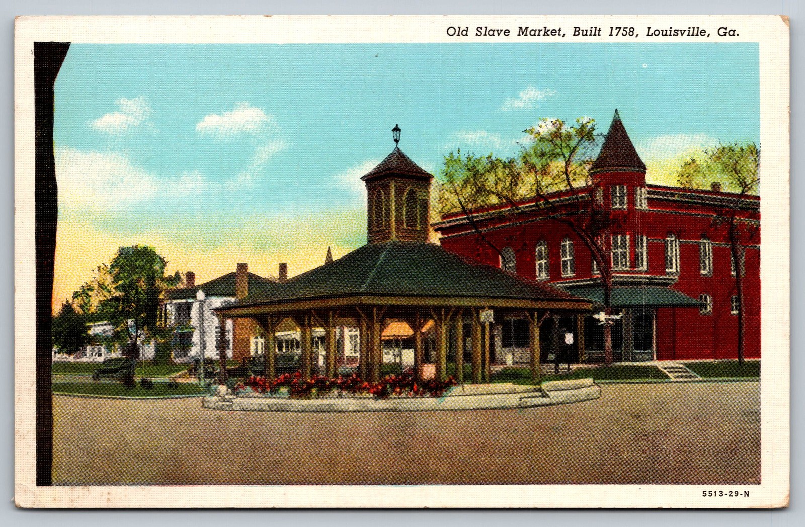 Vintage 1940s Louisville GA Old Slave Market Linen Postcard Curteich
