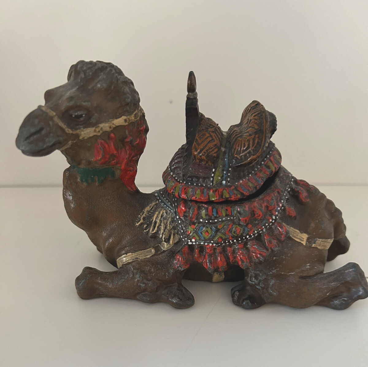 Antique Inkwell Figural Camel Circa 1890 - 1900 Judd Figural Camel Hand Painted