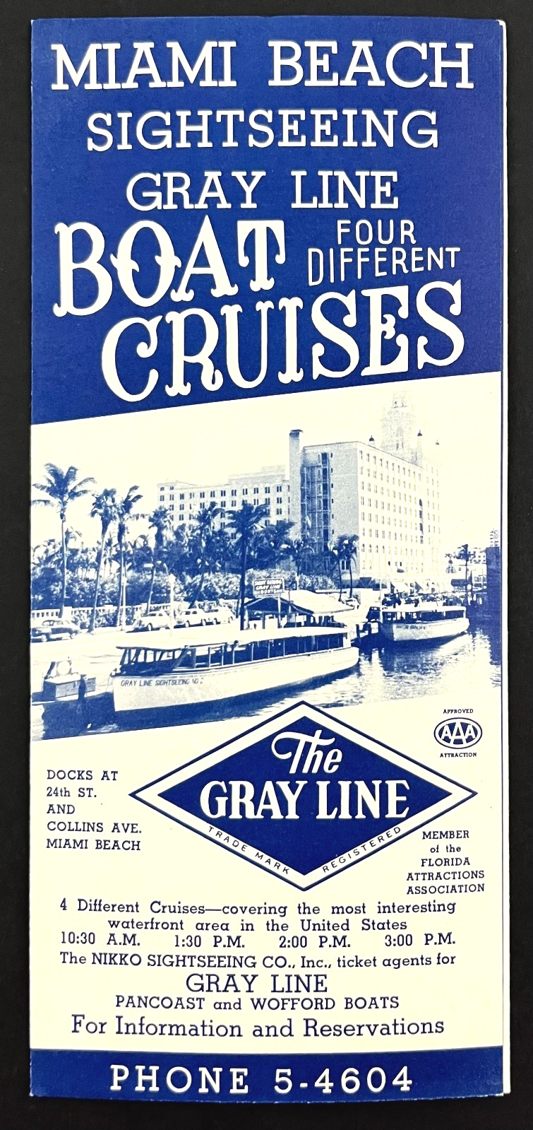 1950s Miami Beach Florida Boat Cruises Gray Line Tours VTG FL Travel Brochure