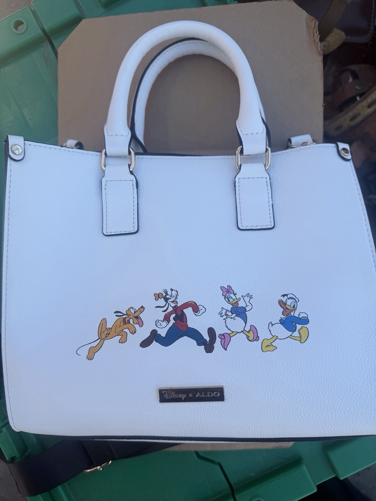 ALDO Disney 100 White Tote + Chain Strap Zip Pouch Mickey & Friends