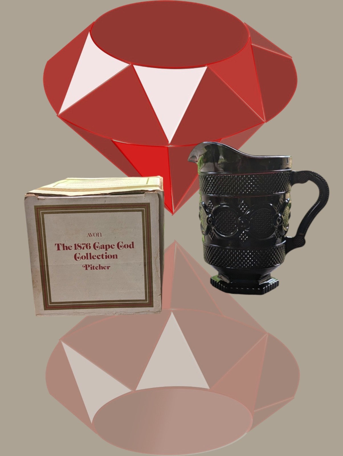 AVON CAPE COD COLLECTION 1876 Ruby Red Glass Pitcher 8