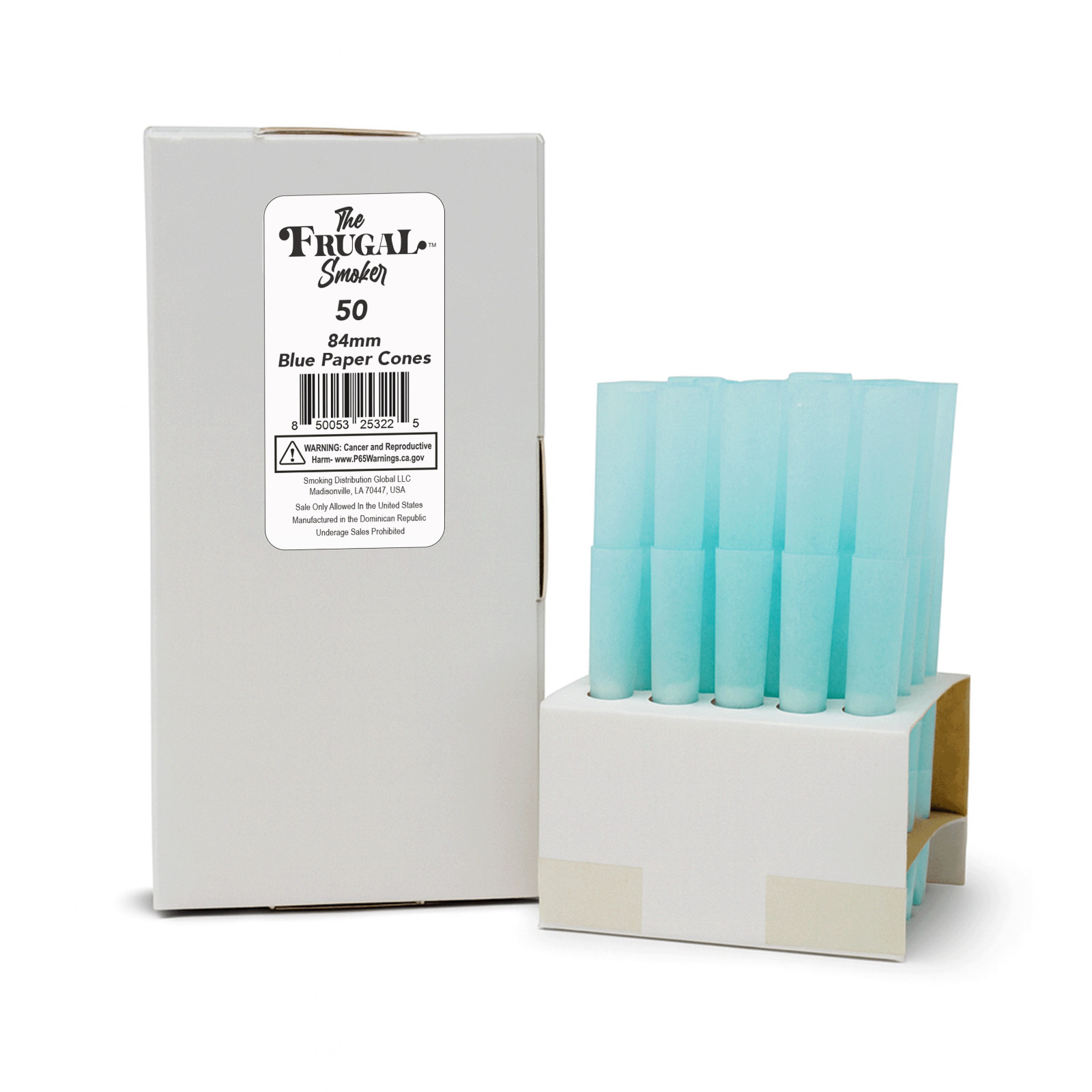 Frugal Smoker Cones - Blue Color Cones (84mm Size) - 50 Cones
