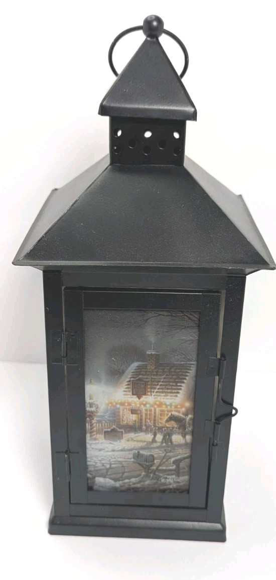 Vintage Thomas Kinkade Holiday Gathering LED Christmas Lantern Light Home Decor
