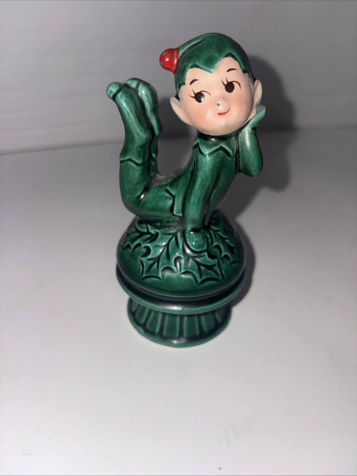 Vintage Inarco Japan Elf Pixie Figurine Sitting on Mushroom E2505