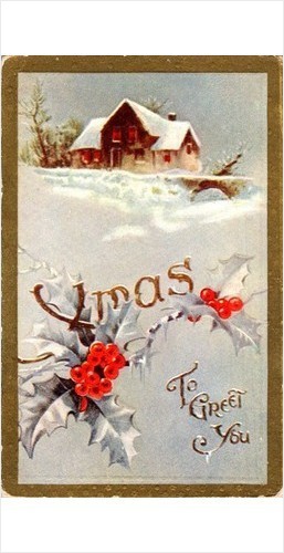 1913 Postcard Litho Winter Xmas DPO R.S.O. Plainville CT Slaughter Message