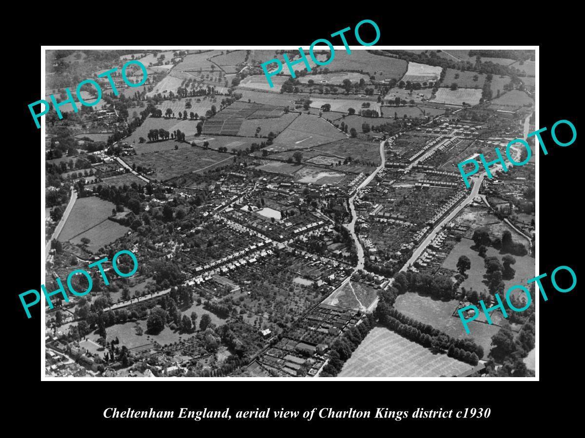 OLD LARGE HISTORIC PHOTO CHELTENHAM ENGLAND AERIAL VIEW CHARLTON KINGS c1930 2