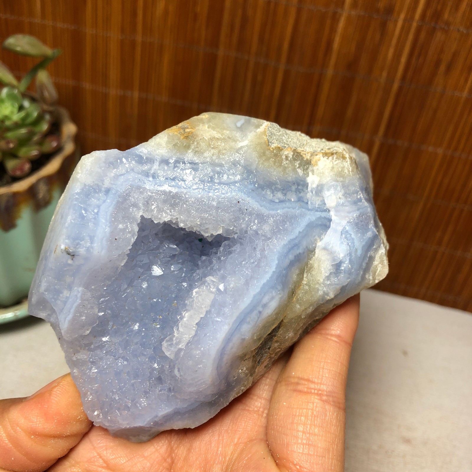 Natural blue chalcedony agate Crystal gemstone rough original Specimen A5129