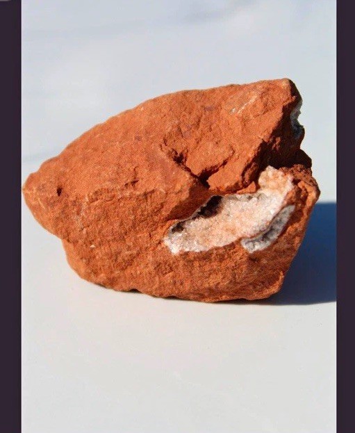 Sedona Red Rock Calcite Quartz Rock Specimen with Crystal Pocket