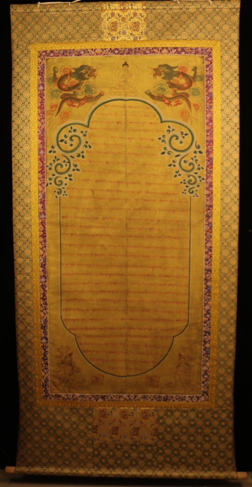Real Nice Large Tibet Vintage Old Buddhist Hand-Painted Manuscript Sutra Thangka