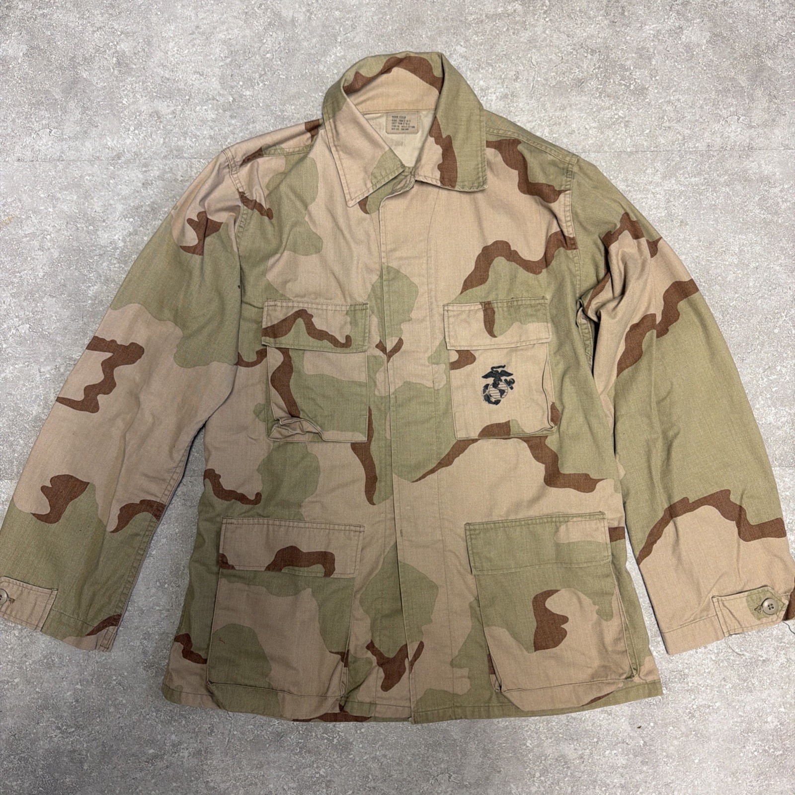 USMC Globe & Anchor 3 Color Desert BDU Uniform Shirt  Medium Regular NICE K-195
