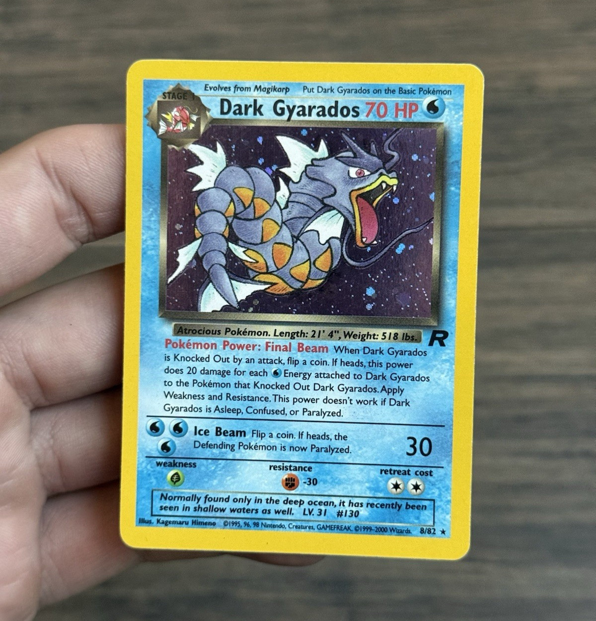 2000 WOTC Pokémon Team Rocket Dark Gyarados Holo Card 8/82 English LP
