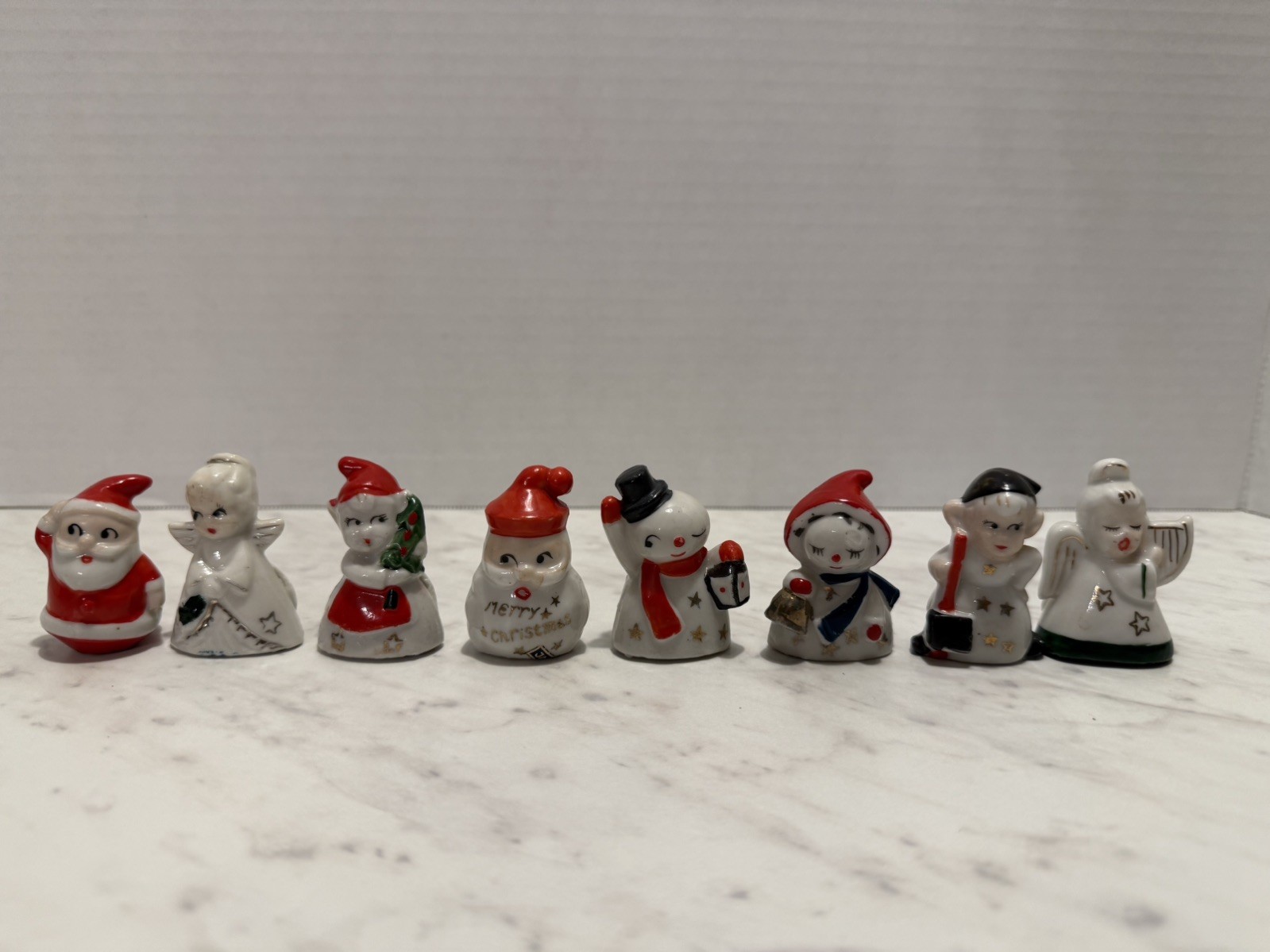 Vintage Christmas Place Card Holders Set of 8 Japan Ceramic Figurines