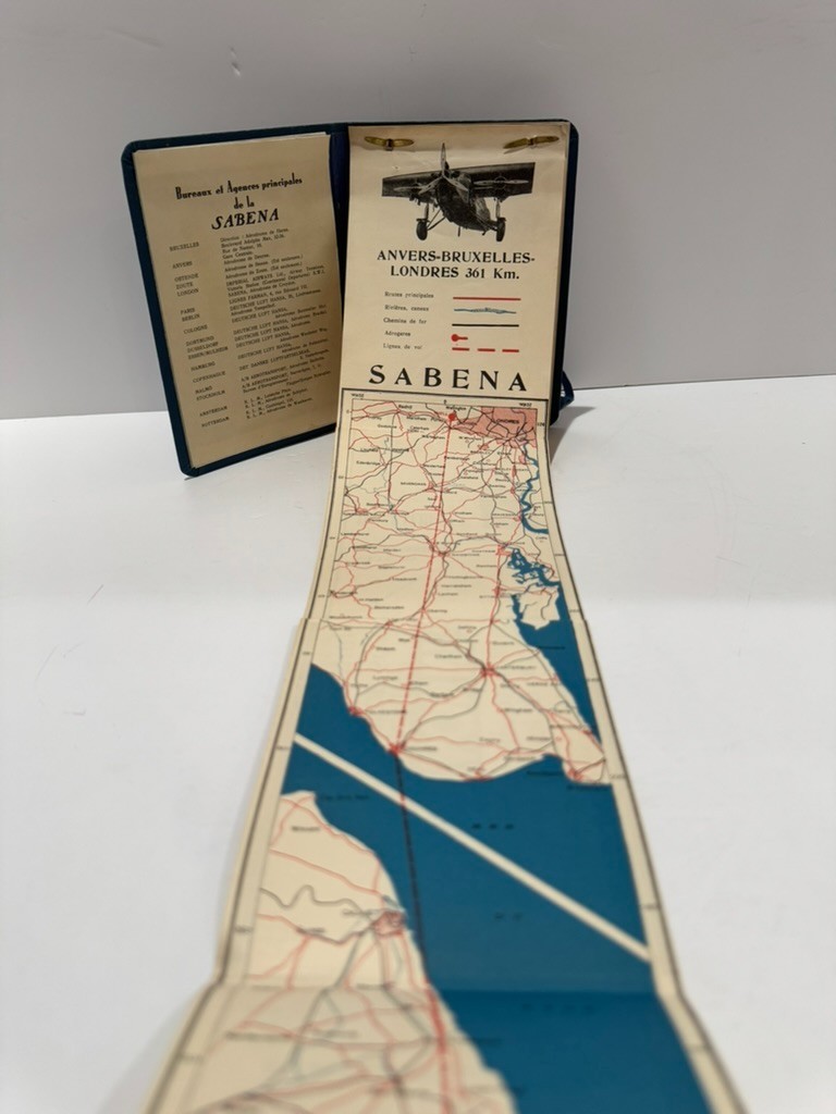 c.1932 ORIGINAL SABENA Airline Strip Map Booklet London Berlin Shell Fokker F.VI
