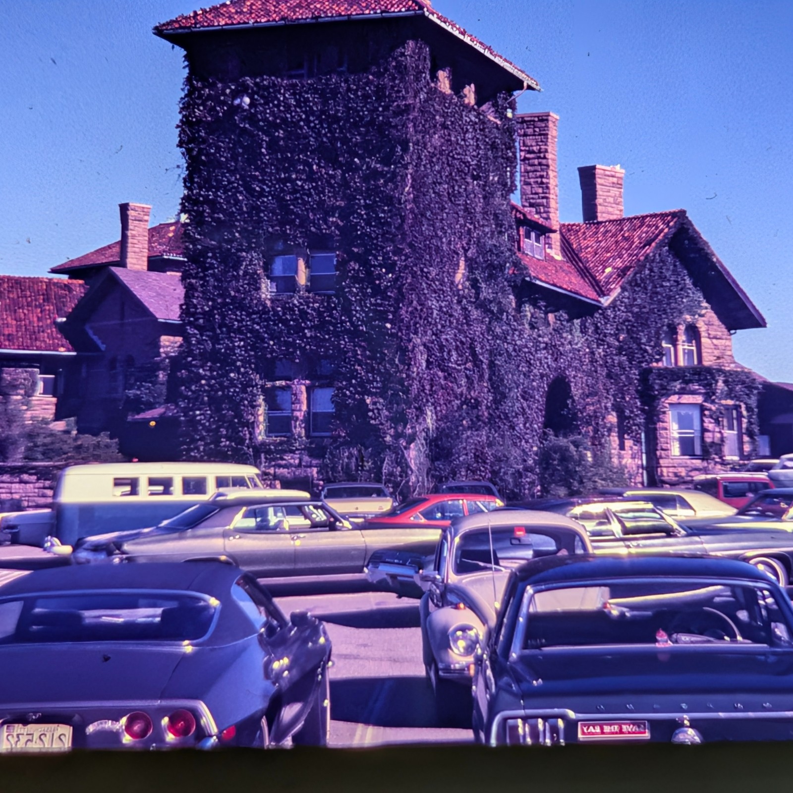 1972 Newport, RI Wakehurst Mansion Salve Regina College Corvette VW Bus Slide