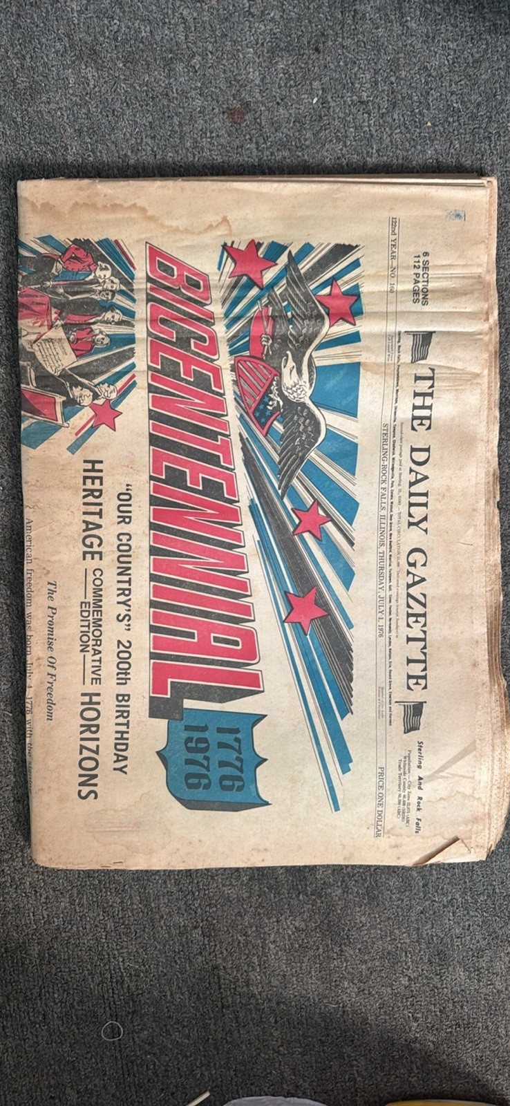 The Daily Gazette Bicentennial 1776-1976 Heritage Edition Newspaper